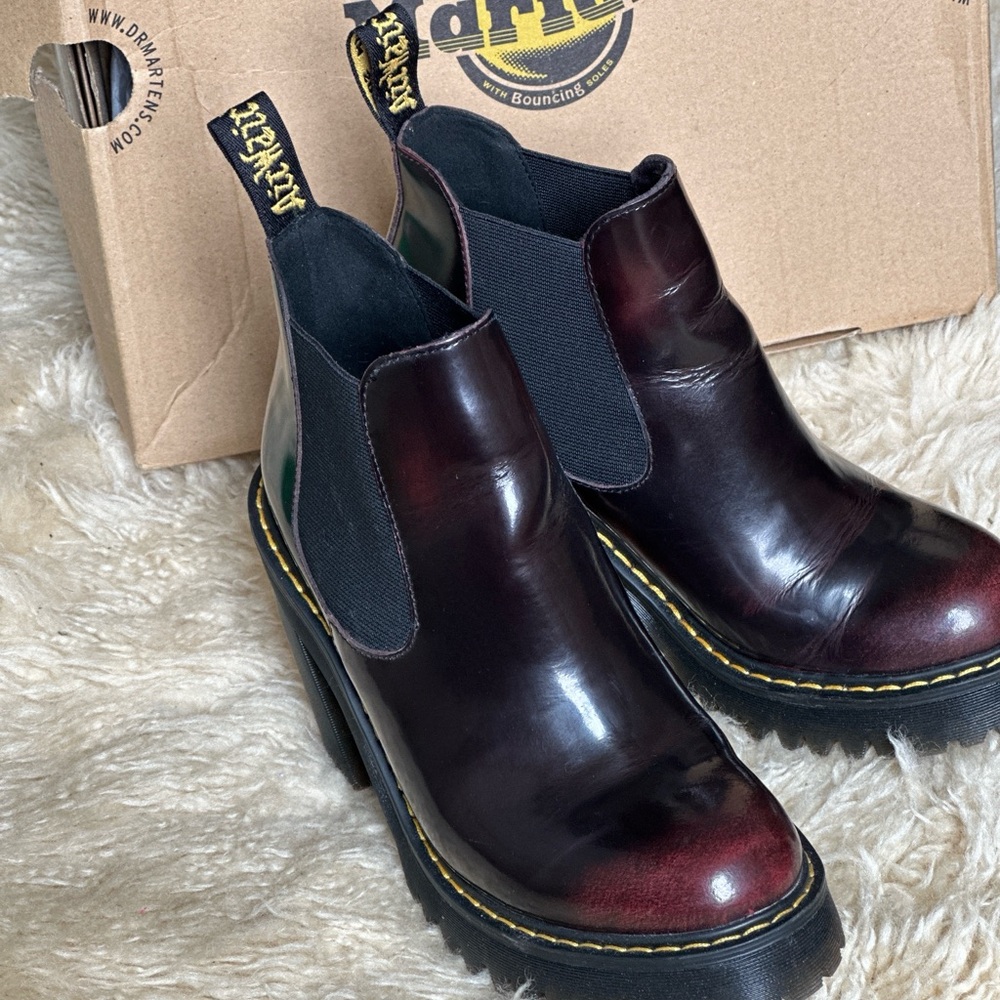 Dr. Martens Dark Red Leather Ankle Boots